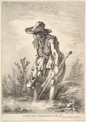 Bonde krysser vann, 1786.