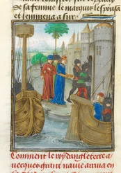 Richard I lander på Sicilia, illustrasjon fra 