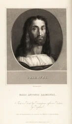 Portrett av Marcantonio Raimondi, italiensk gravør, ca. 1470-1534