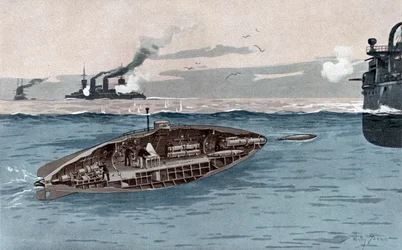 Ubåt, ca. 1905 (akvarell)