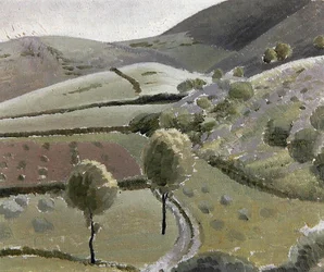 Italiensk landskap nær Lago di Piediluco, ca. 1920-23 (olje på lerretstavle)