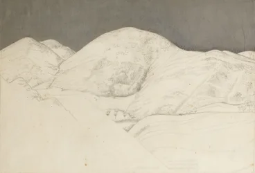 Landskapsstudie for Santisima Trinita, ca. 1924 (blyant og olje på papir)