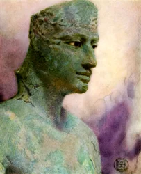 Hodet for en bronsestatue av Pepy I, gammel egyptisk farao, 24.-23. århundre f.Kr. 1926.