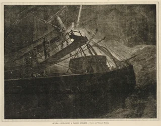 Til sjøs -- Signalering av en passerende dampbåt, fra hver lørdag 8. april 1871