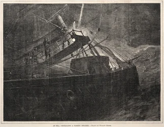 At Sea, Signaling a Passing Steamer, 1871.