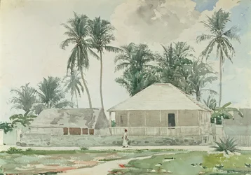 Hytter, Nassau, 1885 (wc og blyant på papir)