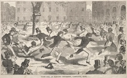 Klassedag, ved Harvard University, Cambridge, Massachusetts, 1858.