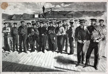 Mannskapet på den amerikanske dampsluppen «Colorado» sendt i Boston, fra Harper#39;s Weekly, 13. juli 1861
