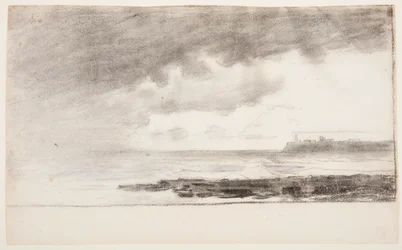 Tegning, Bay ved Cullercoats, England, 1881