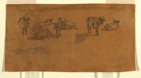Tegning, kyr på beite, ca. 1872
