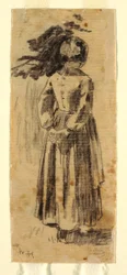 Tegning, Jente, ca. 1874