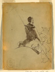 Tegning, Lansier til hest, 1862