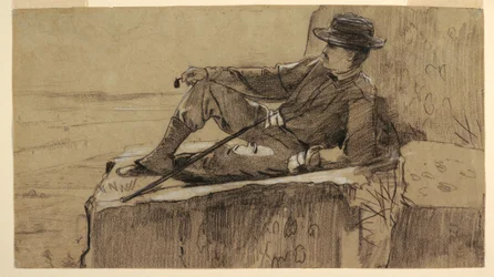 Tegning, studie til «Fjellklatrer hviler», 1868–69