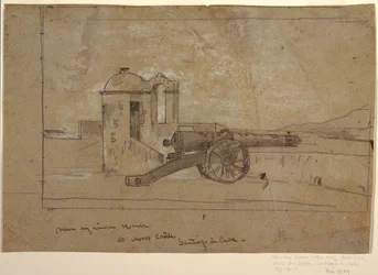 Tegning, studie for «Søkelys, havneinngang, Santiago de Cuba», 1885