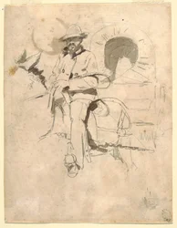 Tegning, studie av en afroamerikansk vognmann, ca. 1864