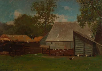 Gårdstun med ender og høns, 1872-73.
