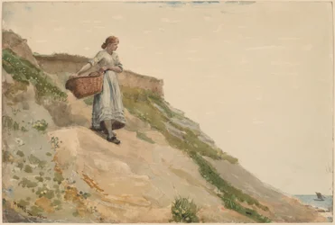 Jente som bærer en kurv