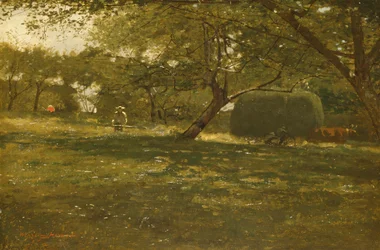 Innhøstingsscene, ca. 1873.