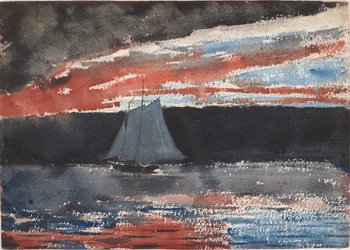 Skonnert ved solnedgang