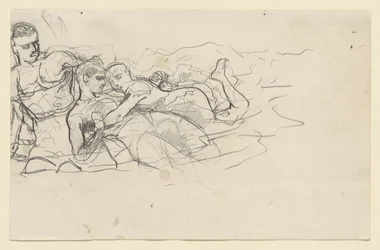 Stående mann som ser mot to druknende figurer (studie til Understrøm)