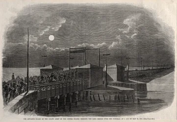 Advance Guard of the Grand Army of the United States Crossing the Long Bridge, 1861, 1861.