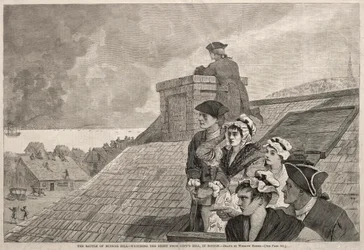 Slaget ved Bunker Hill - Se kampen fra Copps Hill, i Boston, 1875.