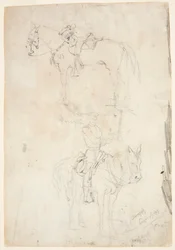 To hester, en montert