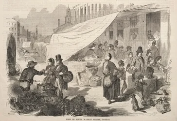 Utsikt i South Market Street, Boston, 1857.