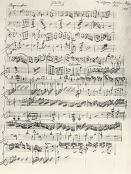 Begynnelsen av Klaversonaten i a-moll, KV 310, autograf, 1778
