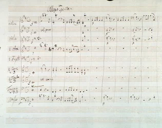 Side med partituret til Symphony NO. 8 i D-dur, av Mozart (1768)
