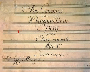 Tittelside til operaen Don Giovanni. Første forestilling i 1787