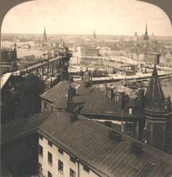 Stockholm Streets from the Moseback, Sverige, 1905.