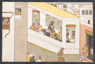 Rama og Lakshmana som gutter hjelper vismannen Vishvamitra: Folio fra en spredt..., ca. 1780.