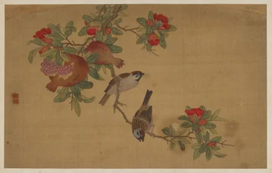 Fugler, frukt og blomster, Qing-dynastiet, 1741.