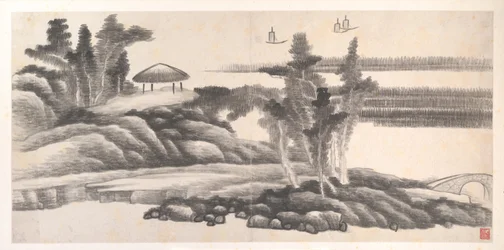 Landskap fra de tolv månedene, ca. 1685 (album med tolv maleblader; blekk på papir)