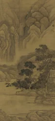 Lesing i en stråtak, Ming-dynastiet (blekk og farge på silke)