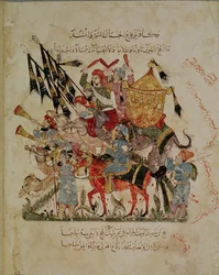 Ar 5847 f.94v, Karavane på vei til Mekka fra «Maqamat» (Møtene) av Al-Hariri, ca. 1240