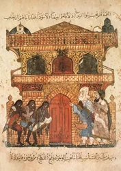Ms Ar 5847 f.120, En dames palass, fra Maqamat av Al Hariri, ca. 1240