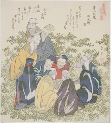 The Nine Old Men of Mount Xiang (Kozan kyuro), fra serien "A Set of Ten Famous Numbers for the Katsushika Circle (Katsushikaren meisu juban)"
