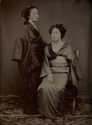[Geisha med ledsager], 1860-tallet.