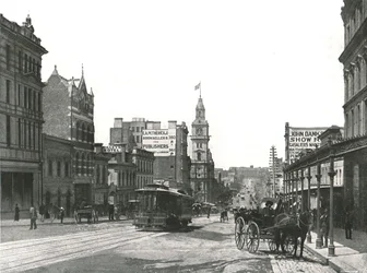 Bourke Street ser østover, Melbourne, Australia, 1895.