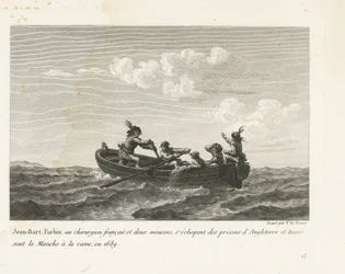 Jan Bart rømmer fra et engelsk fengsel og krysser kanalen med robåt, 1689 Jean-Bart, Forbin, un operations français et deux mousses s