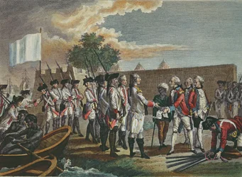 Henrettelsen av Anne av Bourges ved å henge og brenne på bålet, 21. desember 1559 (gravering)