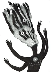 Mine bønner, 2016 (blekktegning på papir)