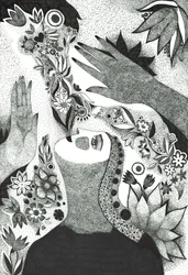 Soul Flowers, 2019 (blekktegning på papir)
