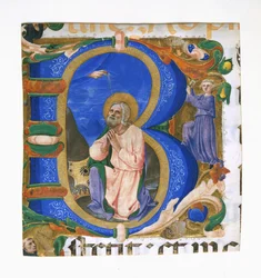 Kong David i bønn i en innledende B, ca. 1450.