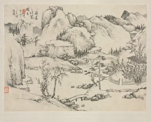 Landskapsalbum i forskjellige stiler: Scenery of Mount Changbai etter Huang Gongwang