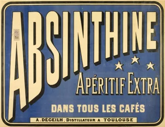 Plakat for ekstra aperitiff absint, på alle kafeer