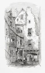 En gammel nærhet, Canongate, Edinburgh, Skottland