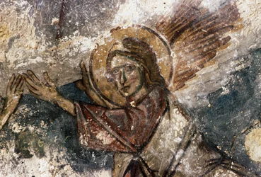 Engel, freskomaleri i den bysantinske kirken Agios Georgios, Apodoulou, Kreta, Hellas (bilde)